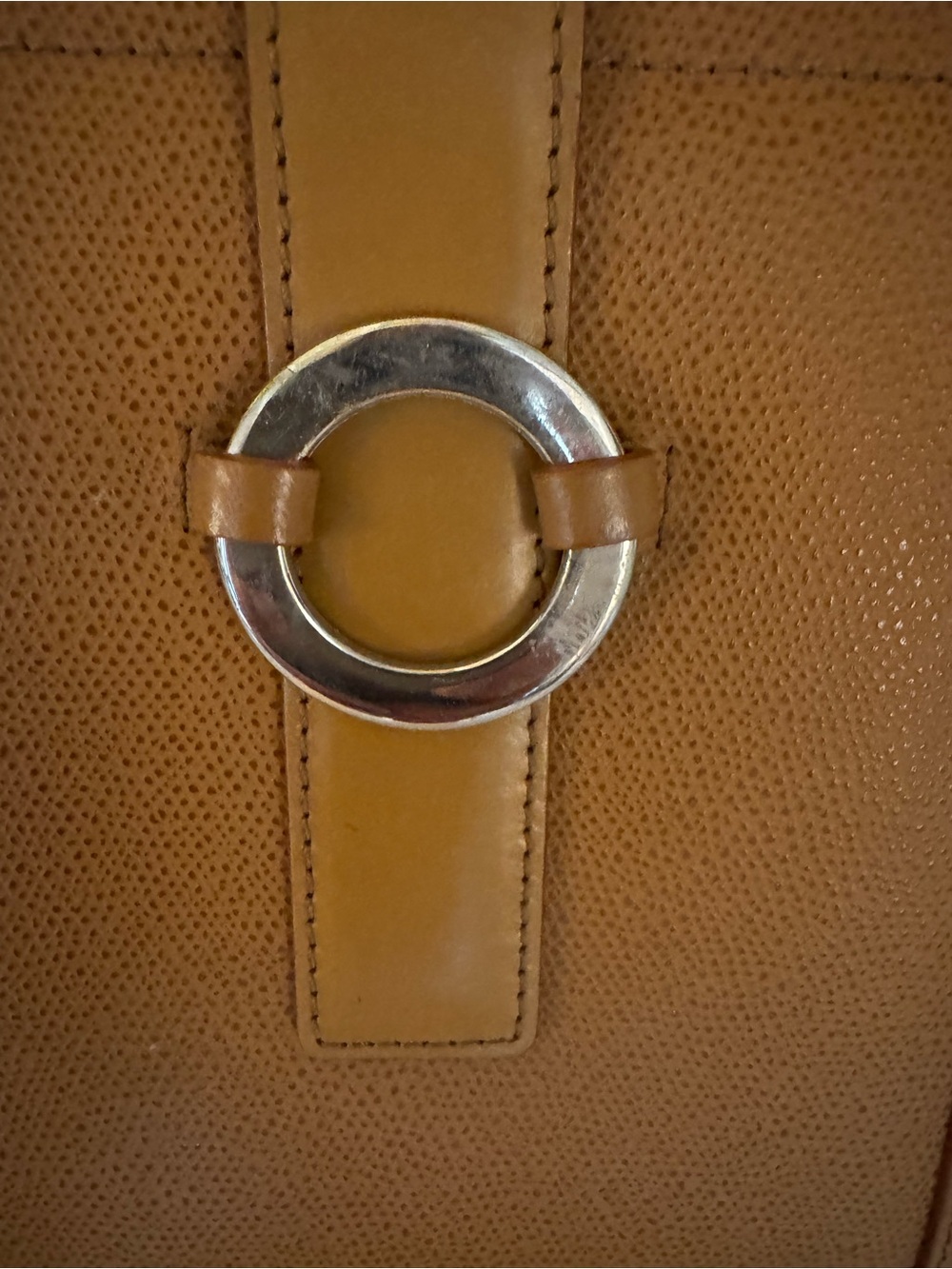 Made in Italy Nordstrom Tan Genuine Leather Tote with Circular Metal Accent - Picture 3 of 14
